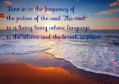 Tune in to the frequency of the pulses of the soul. The soul is a living being whose language is the silence and the breath is peace.