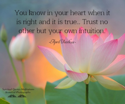 You know in your heart when it is right and it is true..Trust no other but your own intuition. April Peerless©2014
