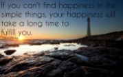 If you can't find happiness in the simple things, your happiness will take a long time to fulfill you. ~April Peerless