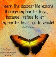 I learn the deepest life-lessons through my harder trials, because I refuse to let my harder times go to waste! April Peerless